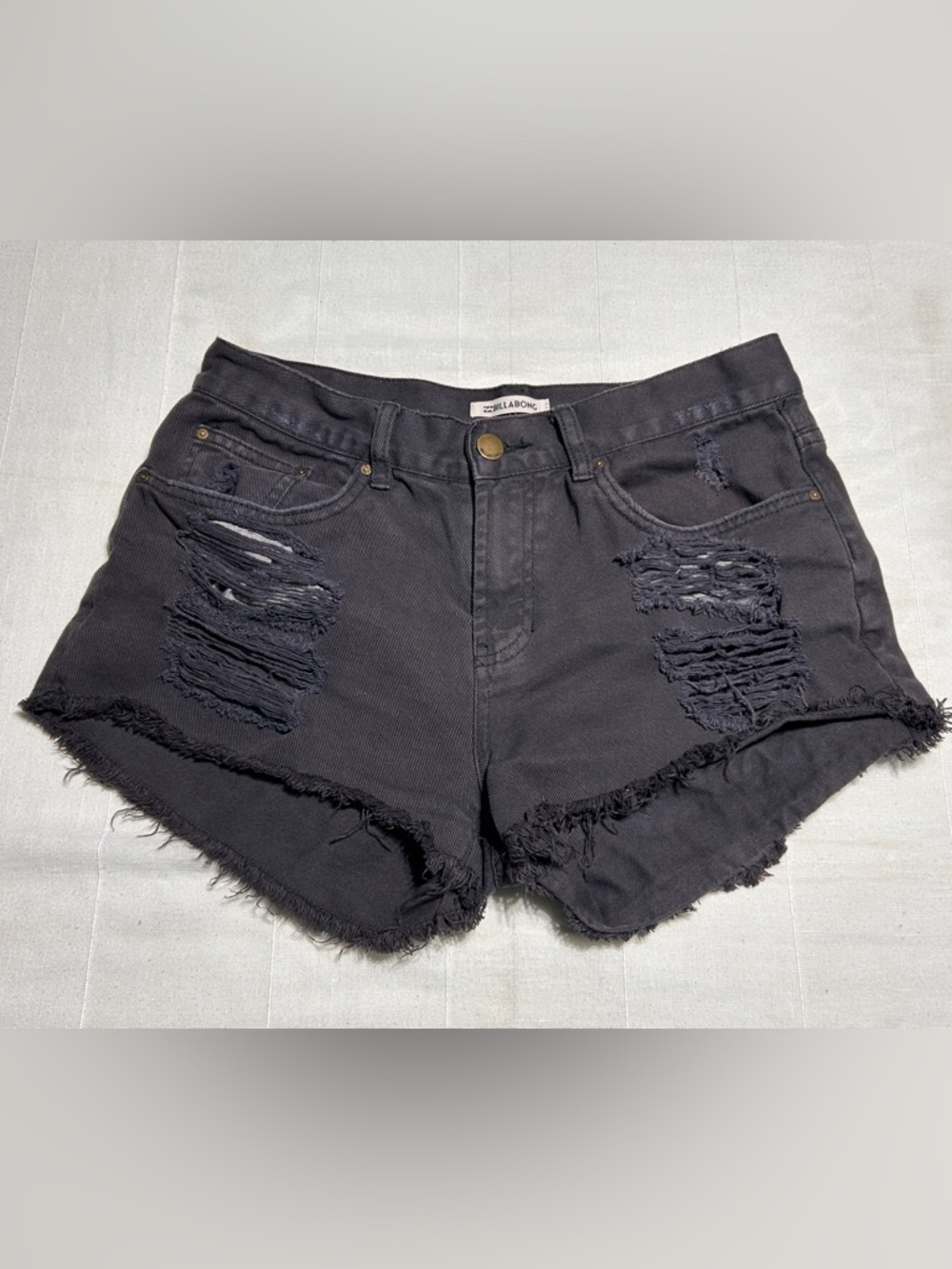 Billabong Black Distressed Jean Shorts